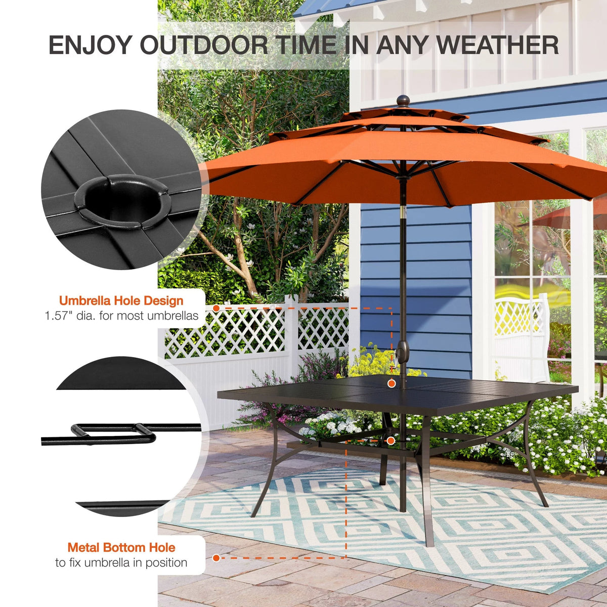 Metal 60" x 60" Square Outdoor Dining Table K98656