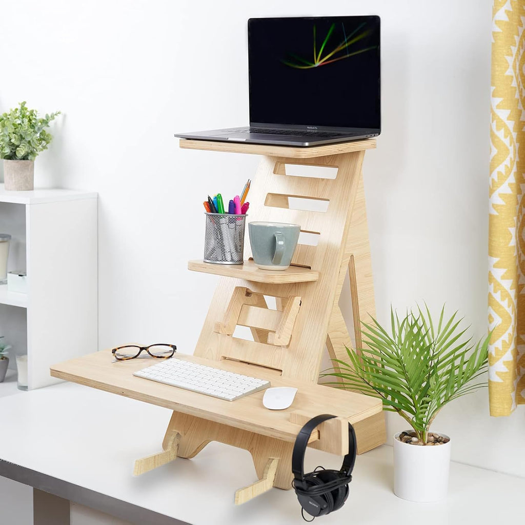 Adjustable Height Wooden Standing Desk Converter U273