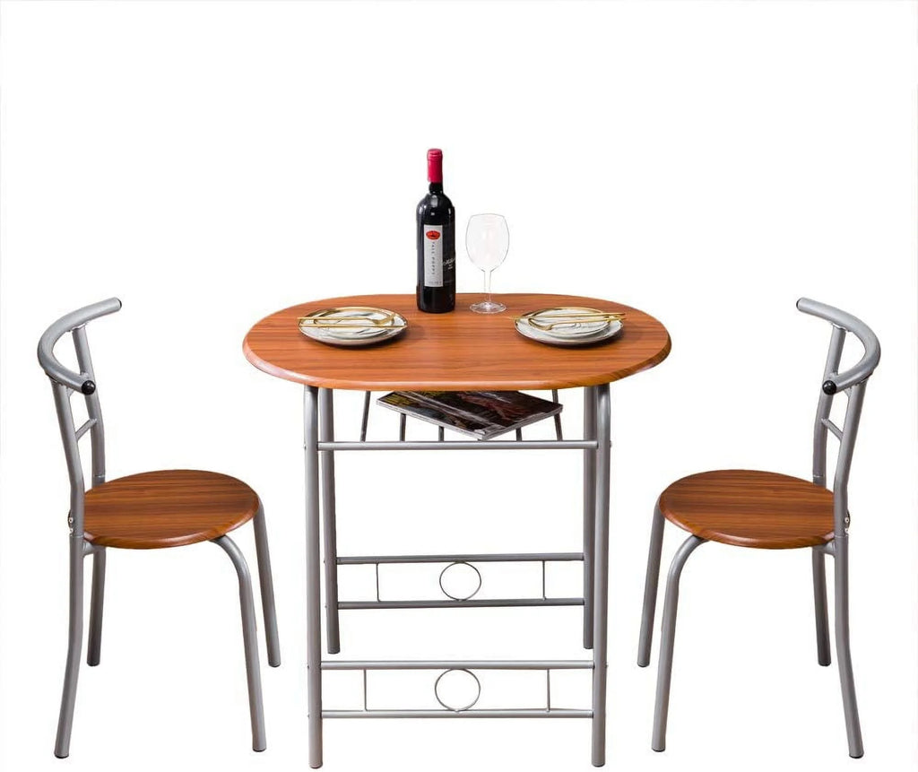 3 Piece Dining Set with Metal Frame (Brown) B8158