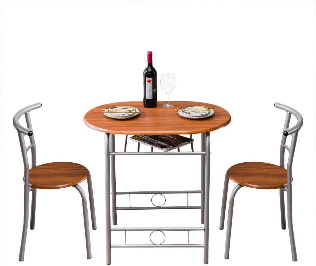 3 Piece Dining Set with Metal Frame (Brown) B8158