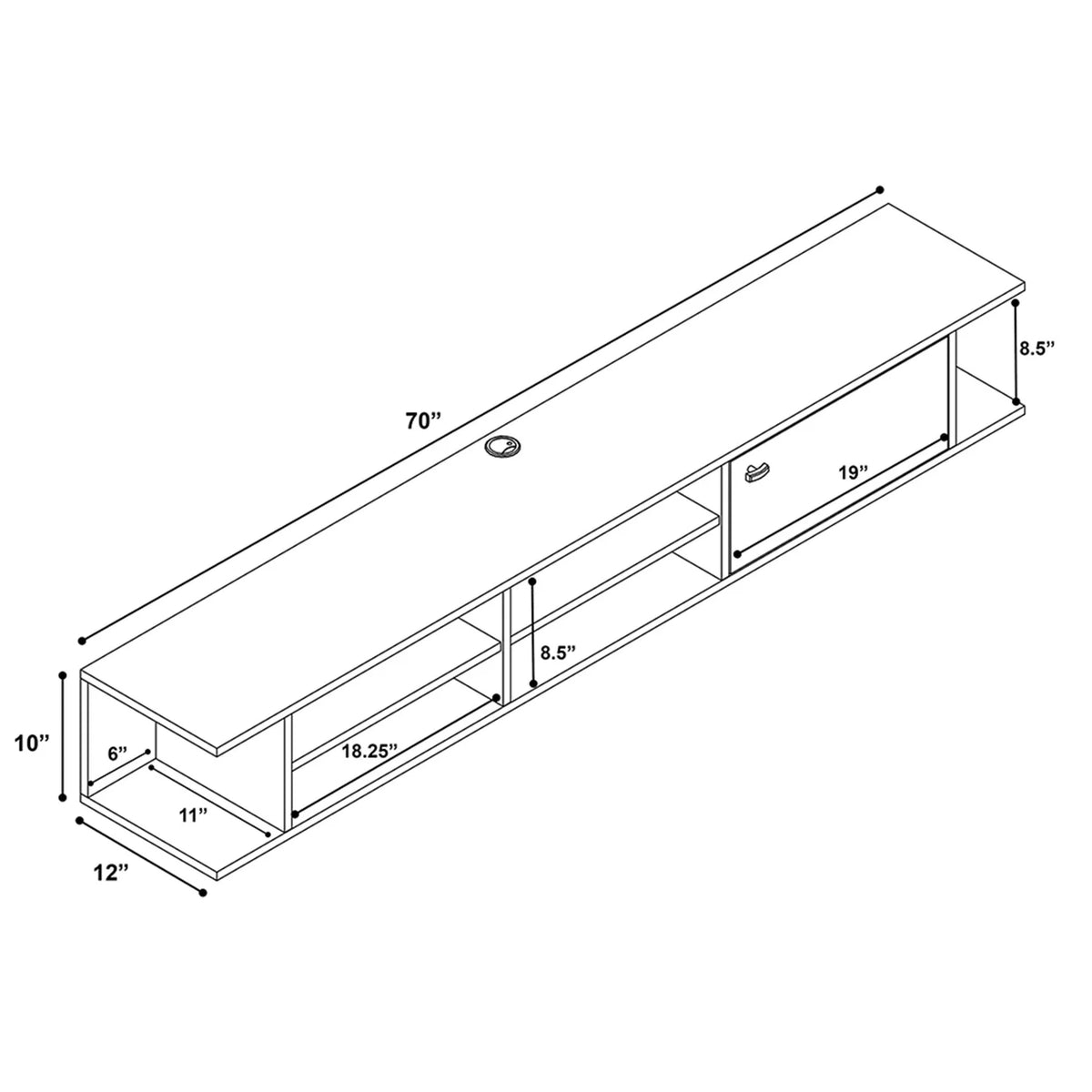 Wall Mounted Media Console with Door F991212