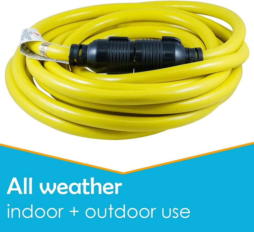 30 Amp 4 Prong Generator Extension Cord, 50 Ft, 10 Gauge, Rubber E779