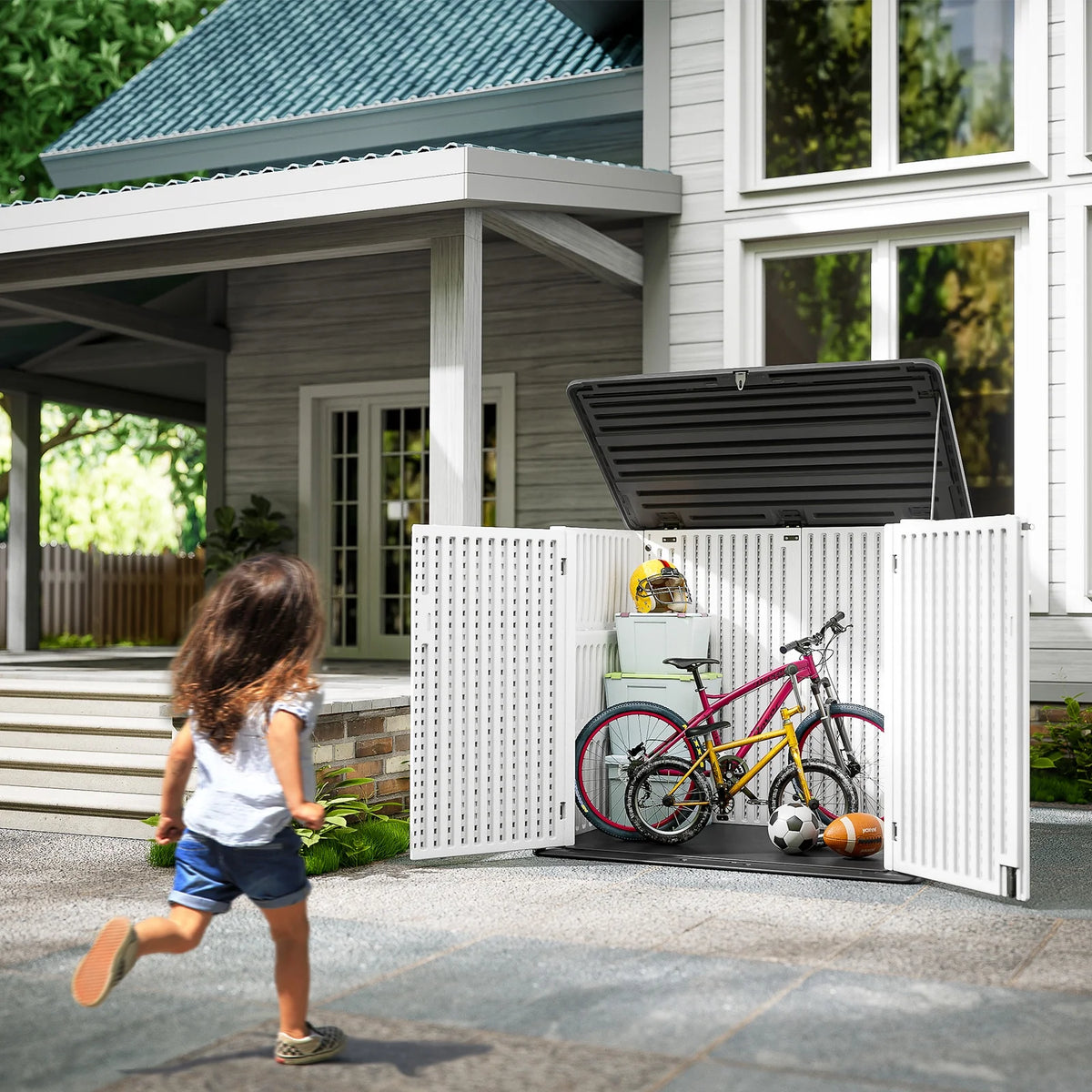 White Resin Outdoor Storage Shed, 38 Cu.ft B299933