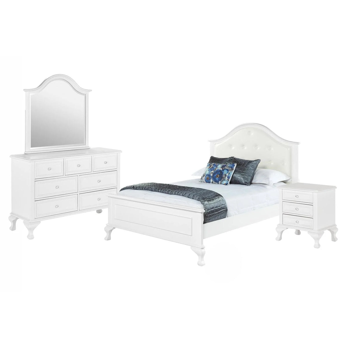 White 4 Piece Full Kids Bedroom Set U4326
