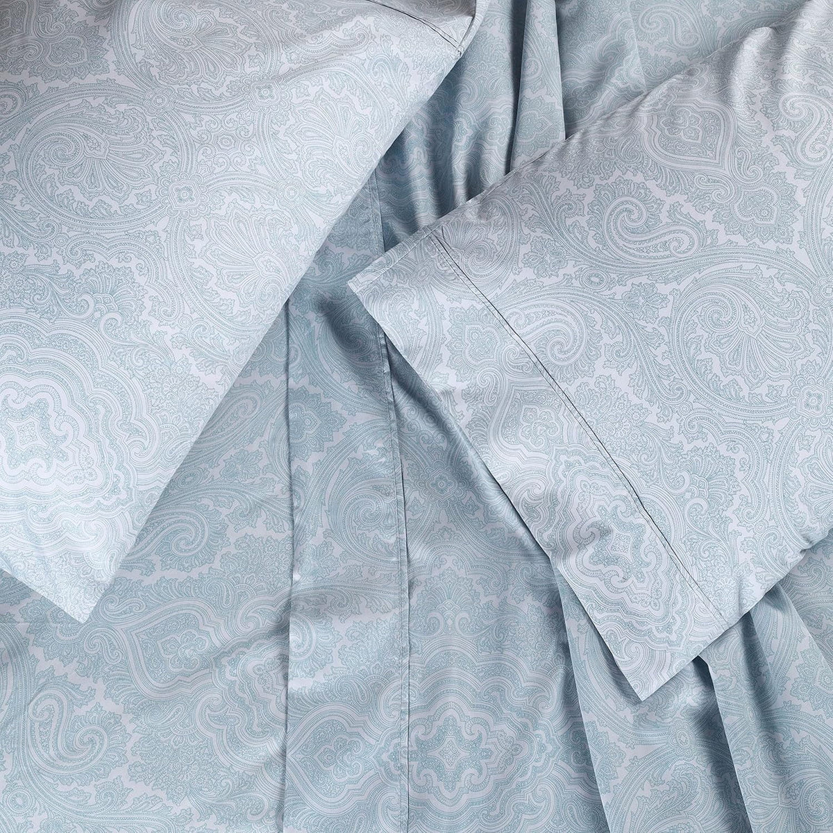King Blue Cotton Blend Bed Sheet Set with Deep Pocket Fitted Sheet K617603