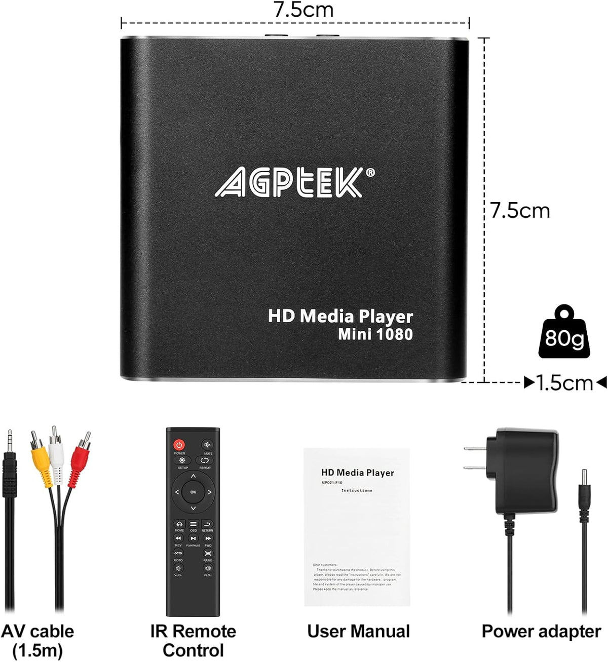Black Mini 1080p Full-HD HDMI Digital Media Player H807