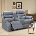 Grey Manual Double Recliner Sofa with Cup Holder F5055