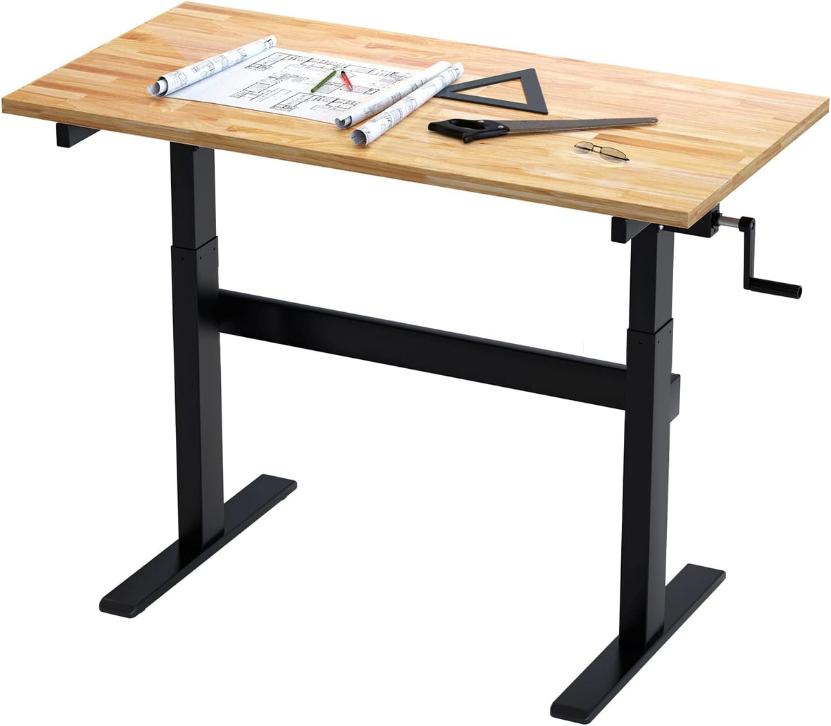 Work Bench with Drawer 3000-lb Capacity 48"x 24" Rubber Wood Top Heavy-Duty Steel Frame L9771