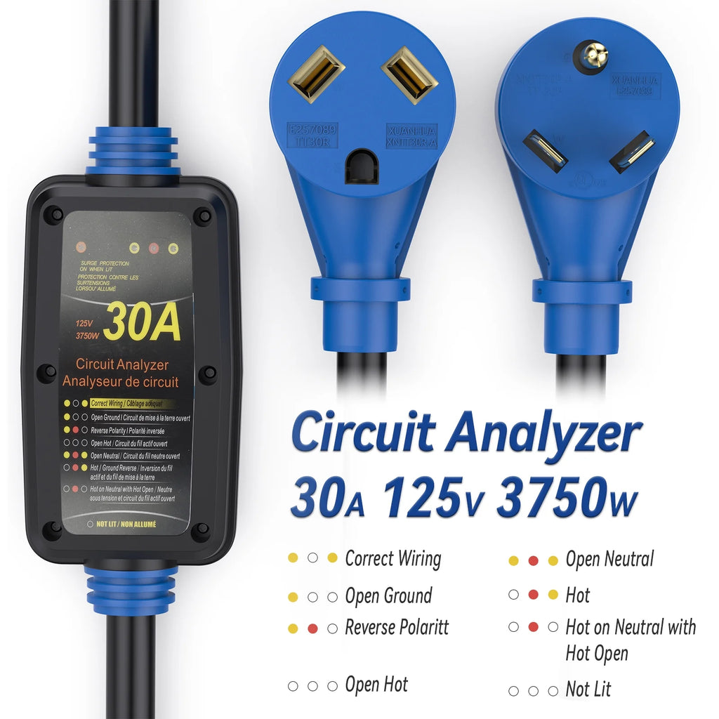 30 Amp RV Surge Protector with Blue LED Indicator Light R72624