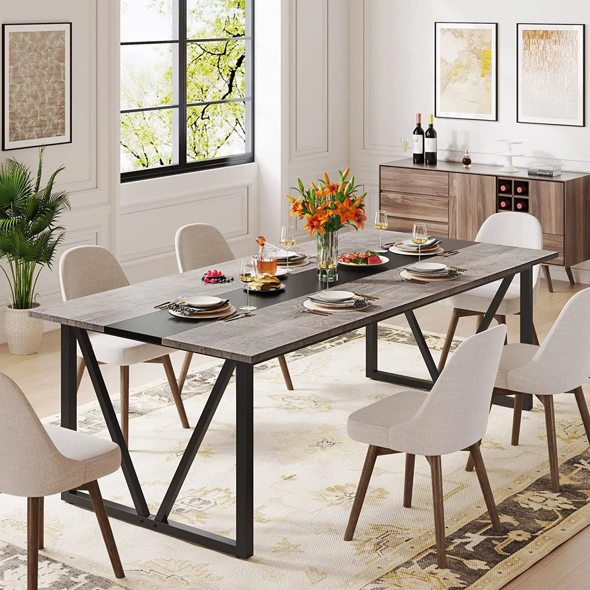 70.8 inch Gray Wood Dining Table X1059