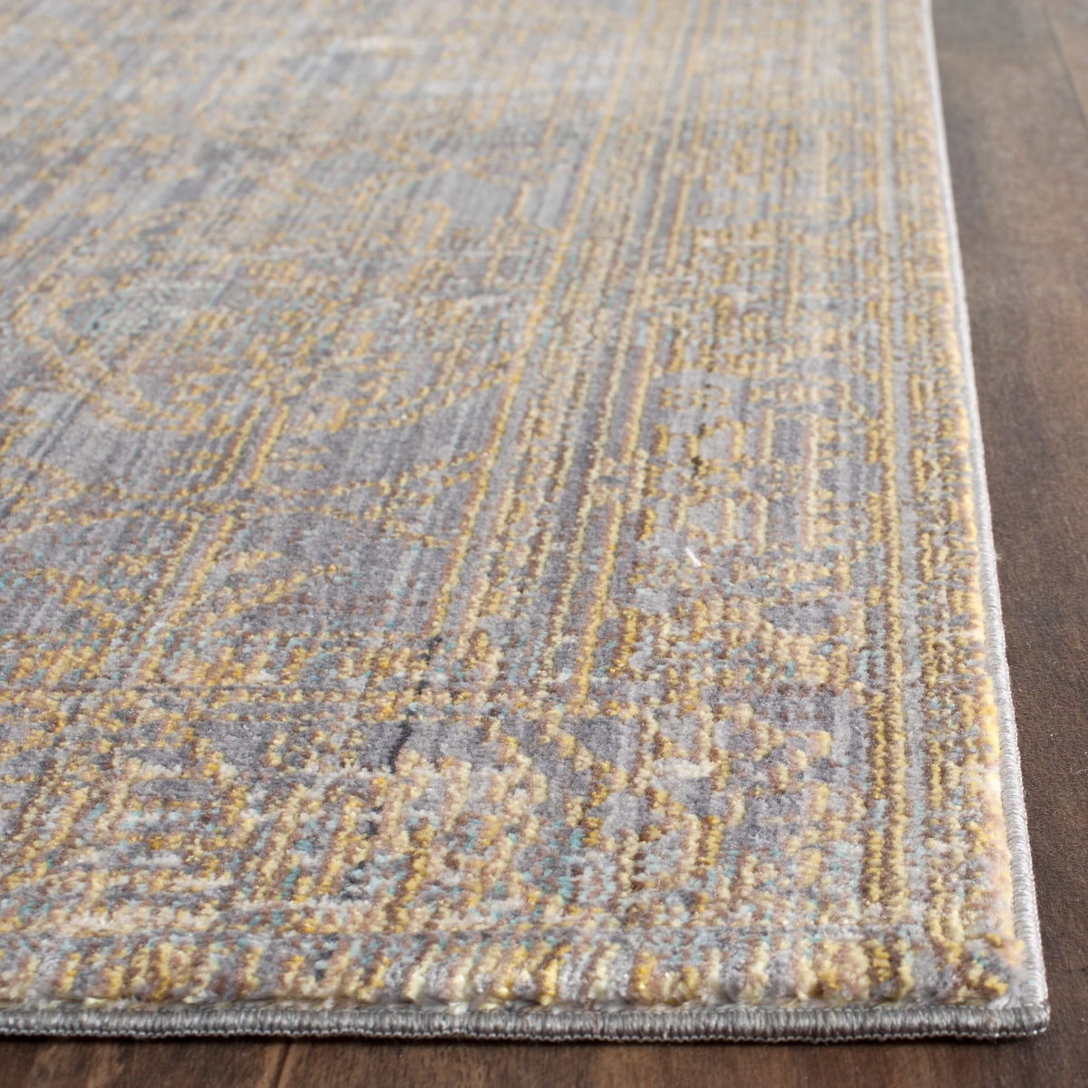 Grey/Gold Polyester Area Rug 3' x 5' S48060