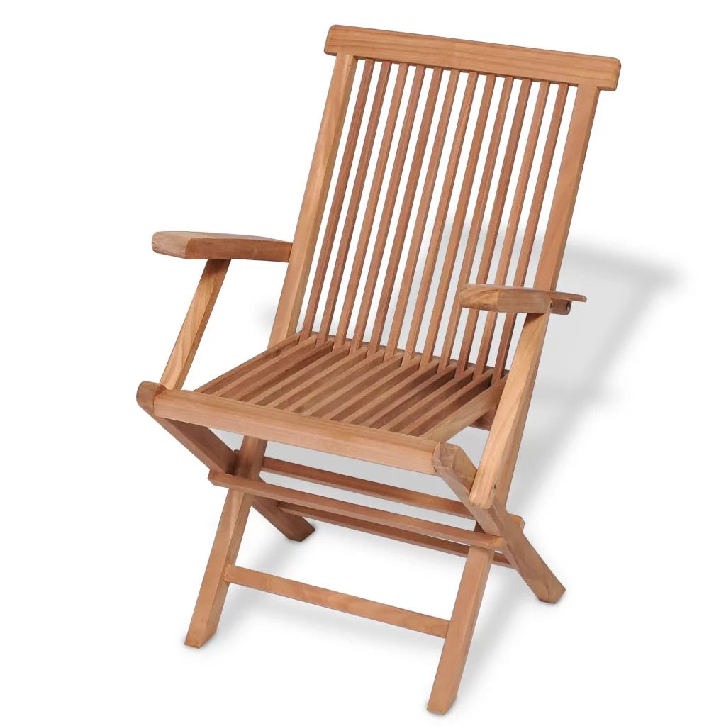 Set of 2 Teak Wood Folding Dining Chairs with Arm Rest X821