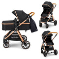 2 in 1 Convertible Baby Stroller Bassinet, Black J8267