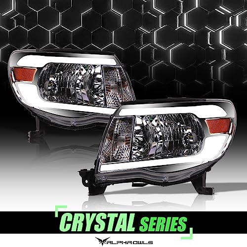 Black Amber Projector Headlights with LED Light Bar O7551