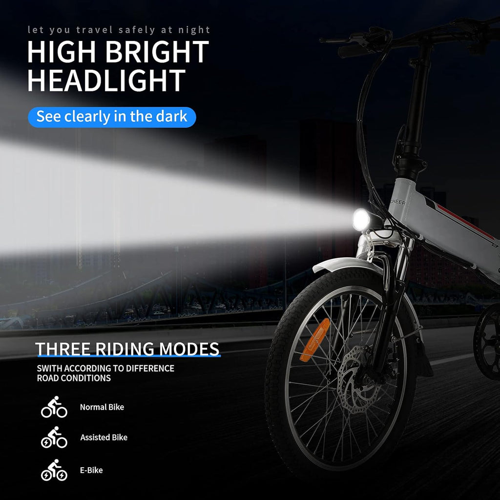 20 inch White 20 Folding Electric Bike with 36V 250W Removable Lithium-Ion Battery X196