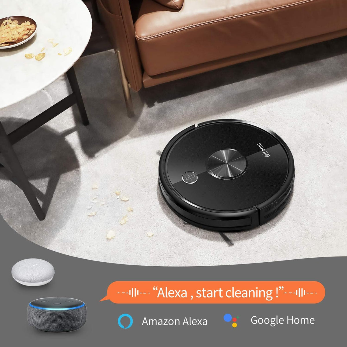 Robot Vacuum Cleaner and Mop, 2500Pa Suction, 150Mins Runtime E527