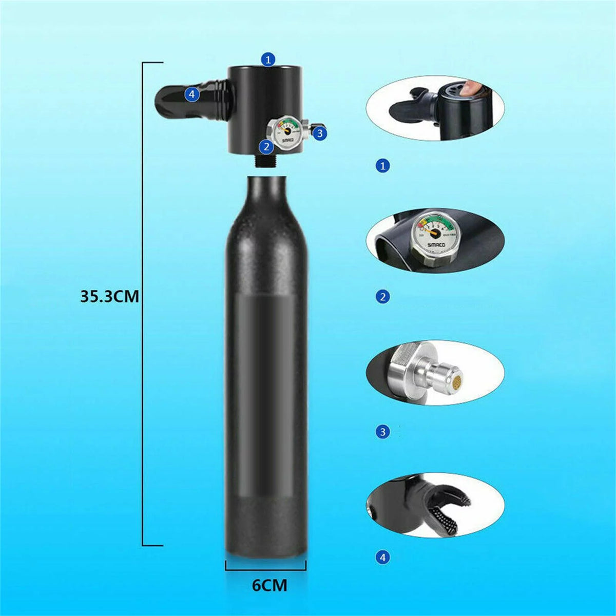 0.5L Oxygen Cylinder Tank Diving Equipment W48892