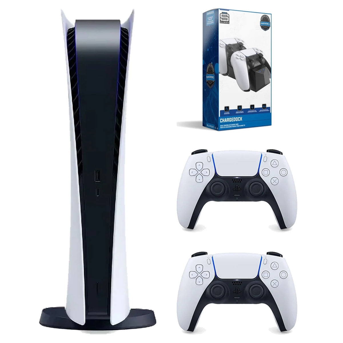 Playstation 5 Digital Edition Console with White Controller and Charge Dock C77580