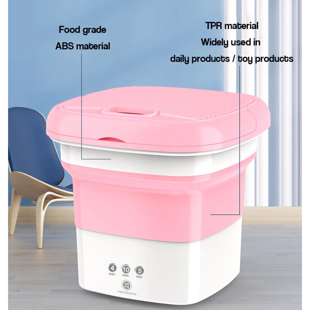 Pink Portable Mini Folding Washing Machine with Dryer Bucket F688842