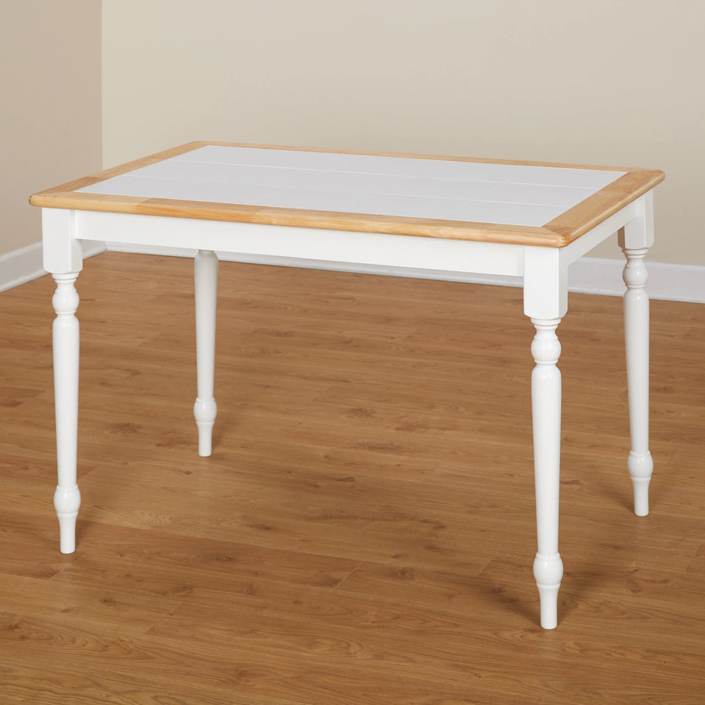 White Natural Tile Top Table W5353