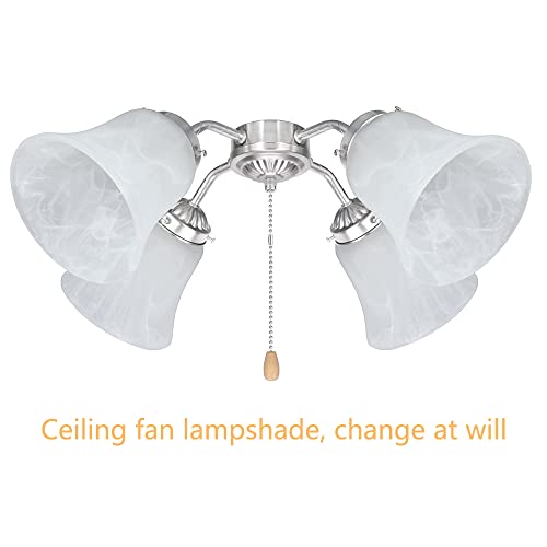 Set of 4 Clear & Frosted Glass Ceiling Fan Light Covers, 2-1/8" Fitter Size, 4-4/5" high x 5" Diameter B855
