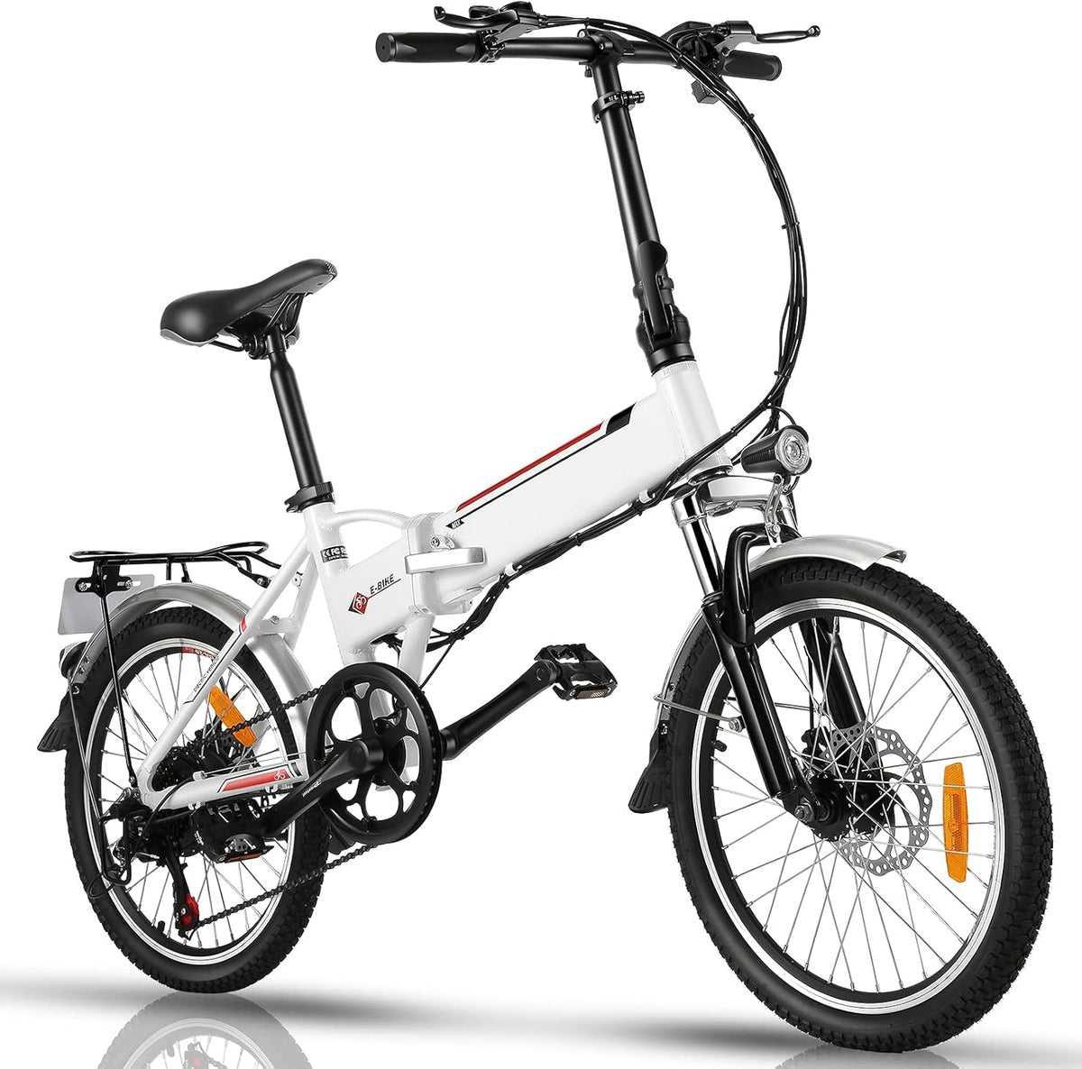 20 inch White 20 Folding Electric Bike with 36V 250W Removable Lithium-Ion Battery X196