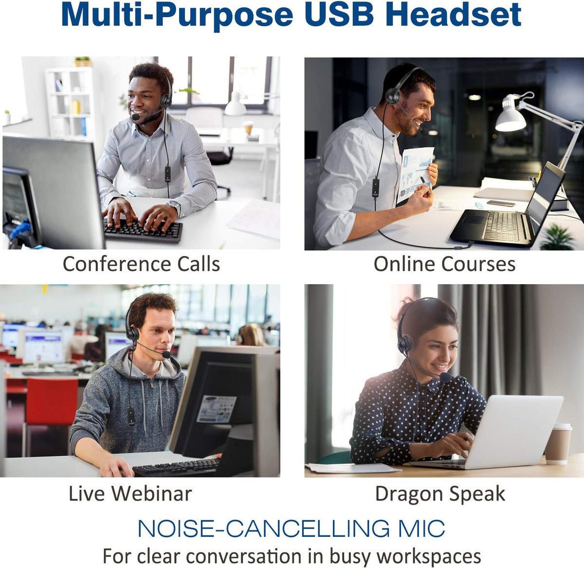 USB Headset with Microphone Noise Cancelling Pack of 2 Y7914