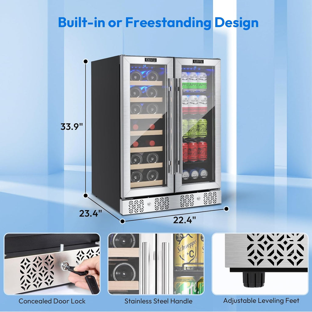 24 inch Dual Zone Wine and Beverage Cooler 96 Cans 33 Bottles A63735