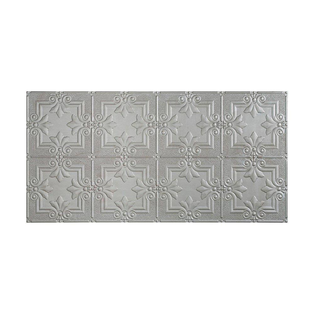 Argent Silver Decorative Vinyl Glue Up Ceiling Tile 5 Pack A8045
