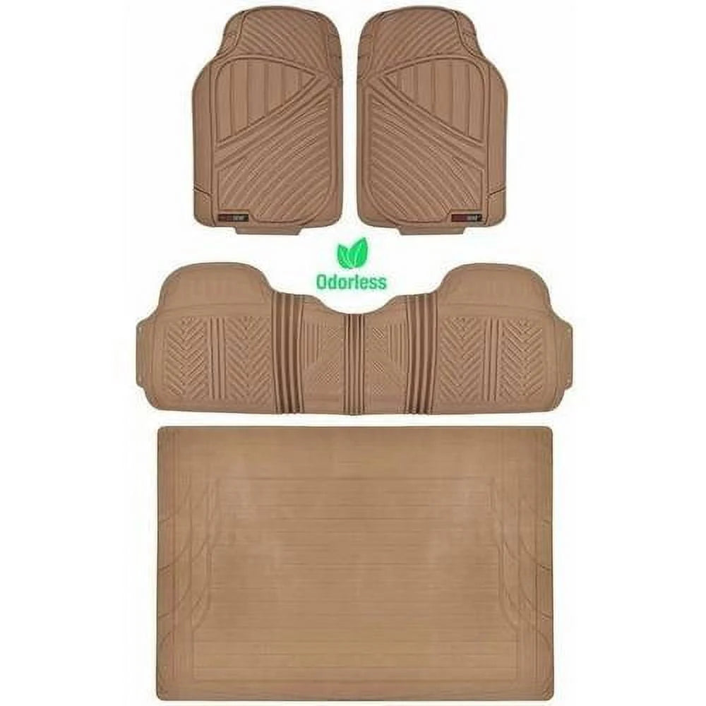 Black Beige Gray 4 Pieces Rubber Car Floor Mats with Trunk Cargo Mat Z938