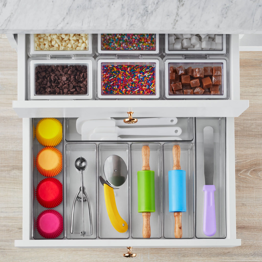 6-Piece Clear Plastic Kitchen Drawer Storage System W13765