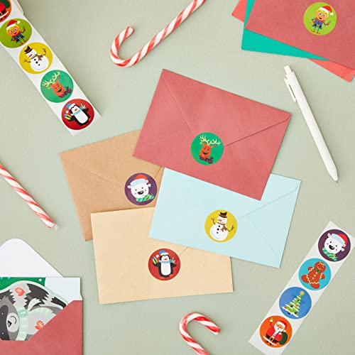 1,000-Piece Self-Adhesive Round Christmas Stickers A37915