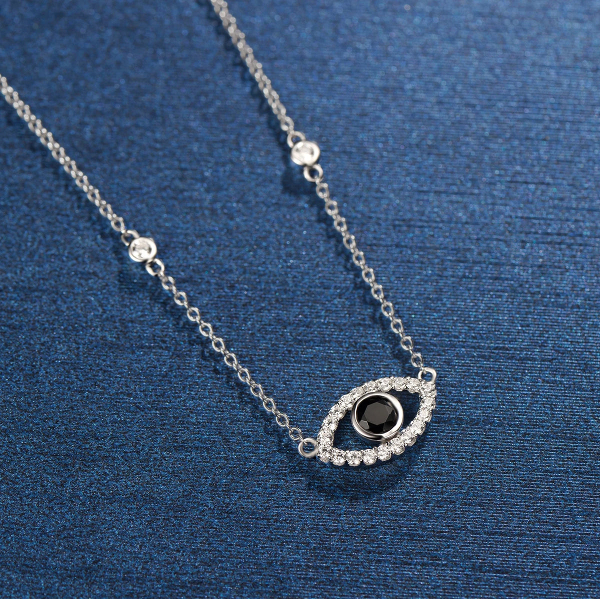 Sterling Silver Evil Eye Necklace Cubic Zirconia Pendant Necklace X740