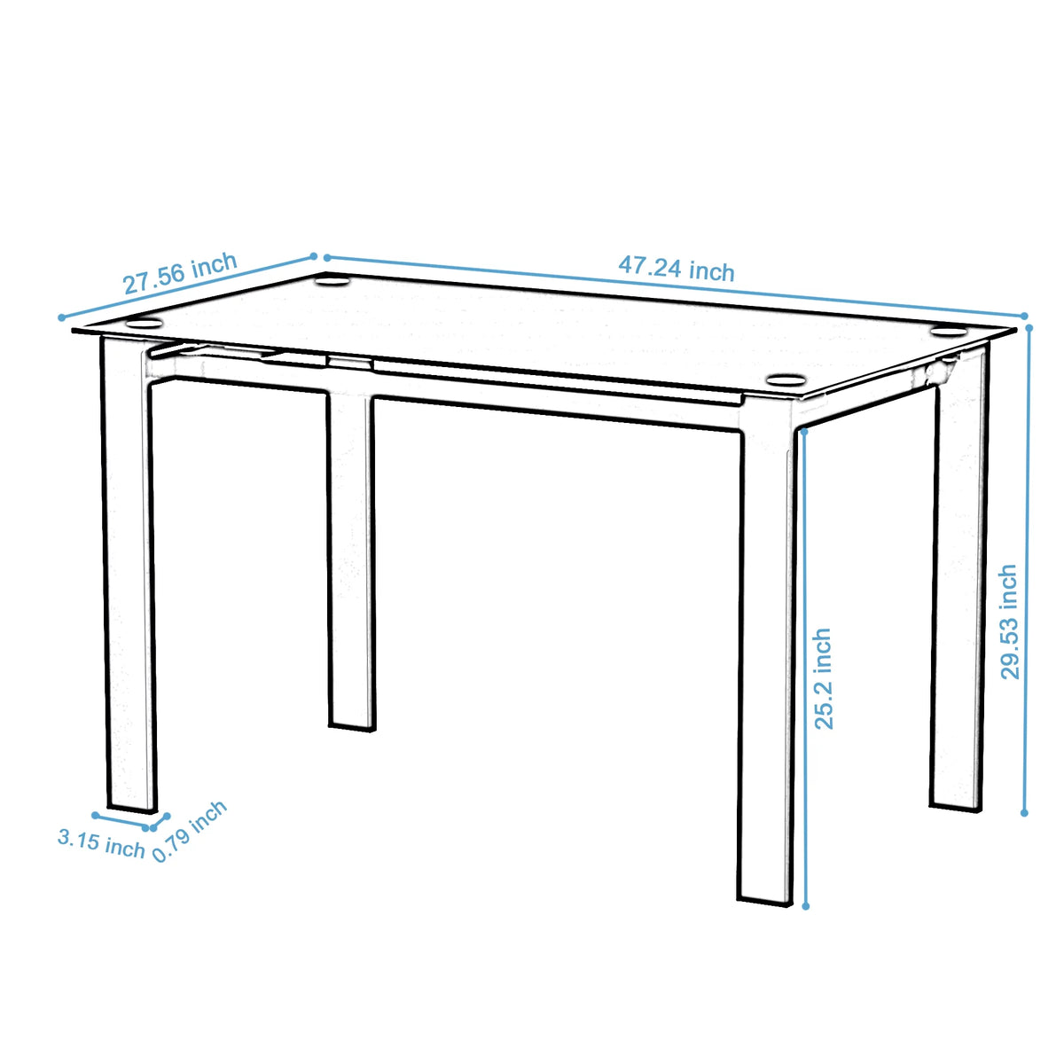 Black Rectangular Tempered Glass Dining Table S58292