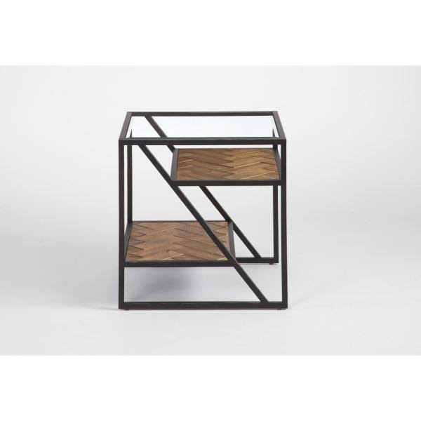 Fir Parquet Square Lamp Table L57859