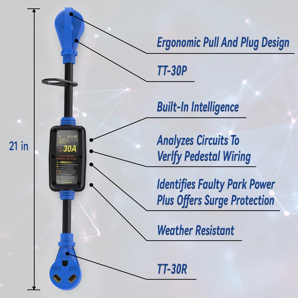 30 Amp RV Surge Protector with Blue LED Indicator Light R72624