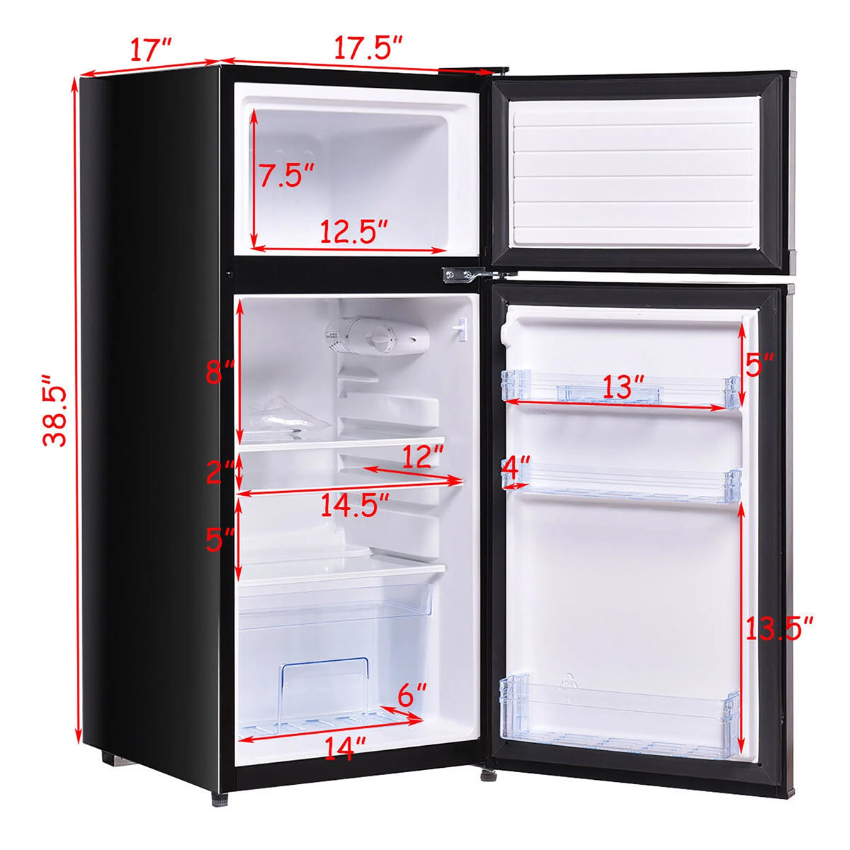 2 Doors 3.4 cu ft. Compact Mini Refrigerator Freezer Z258894
