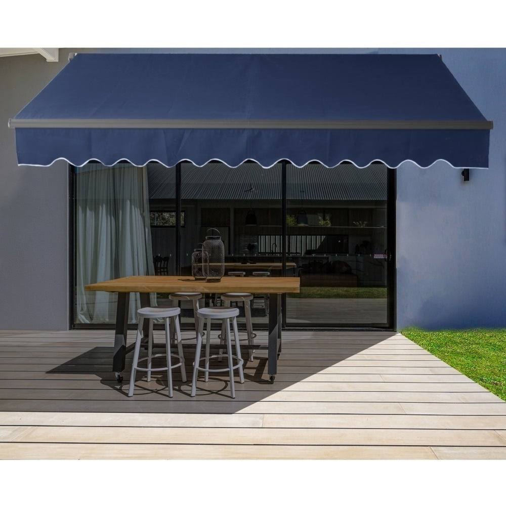 Motorized Retractable Black Frame Patio Awning 20 x 10 Feet K91913