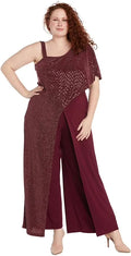 Merlot Sequin Overlay Formal Jumpsuit O909693