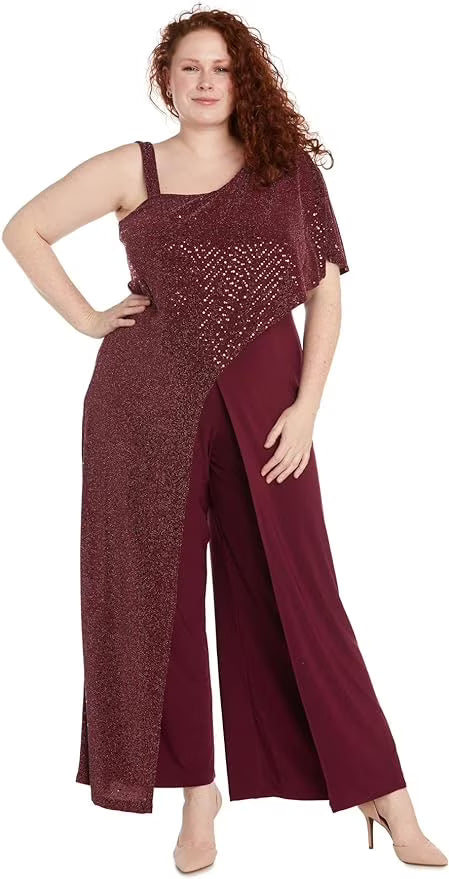 Merlot Sequin Overlay Formal Jumpsuit O909693