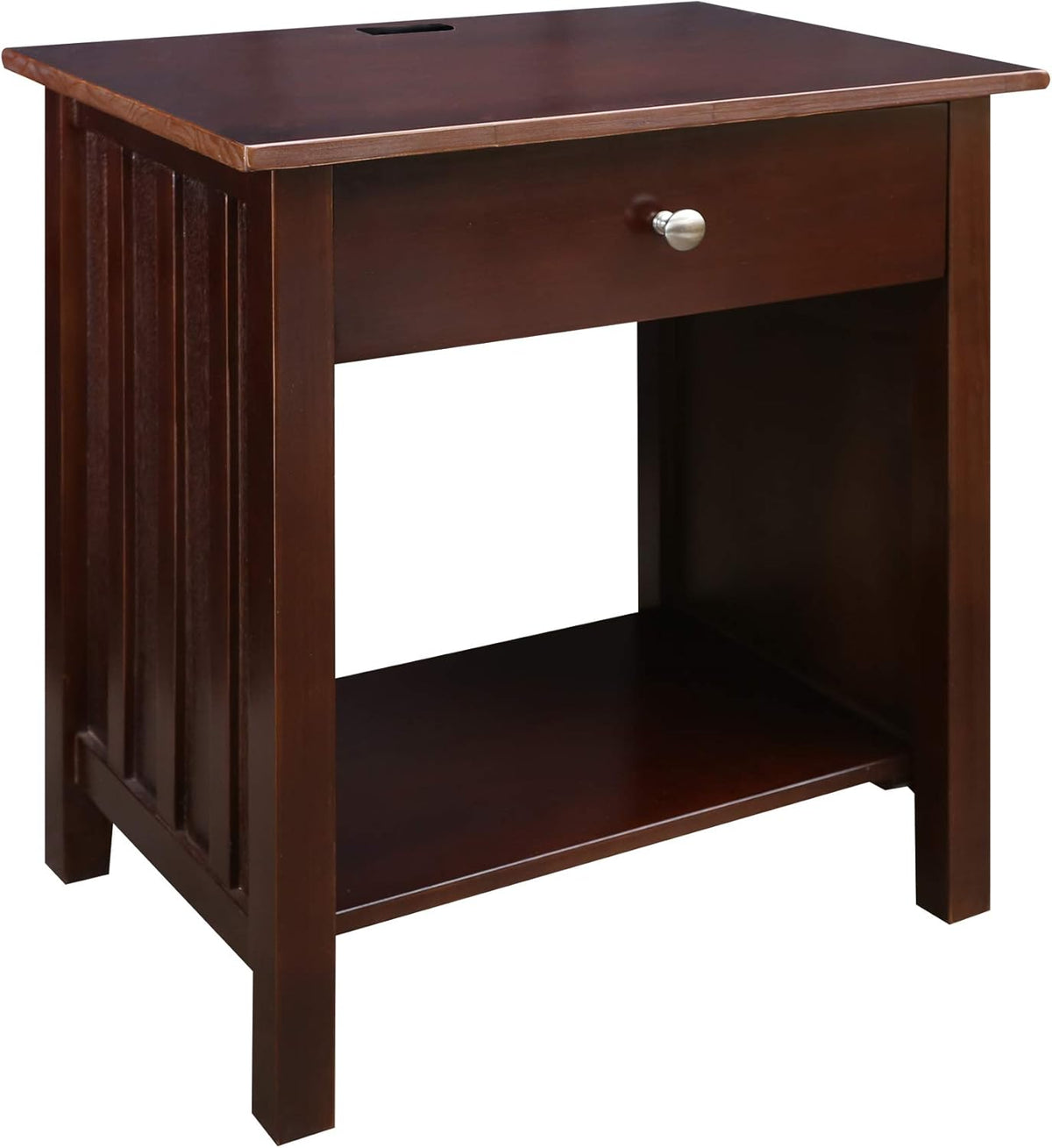 Warm Brown Nightstand with USB Ports J861