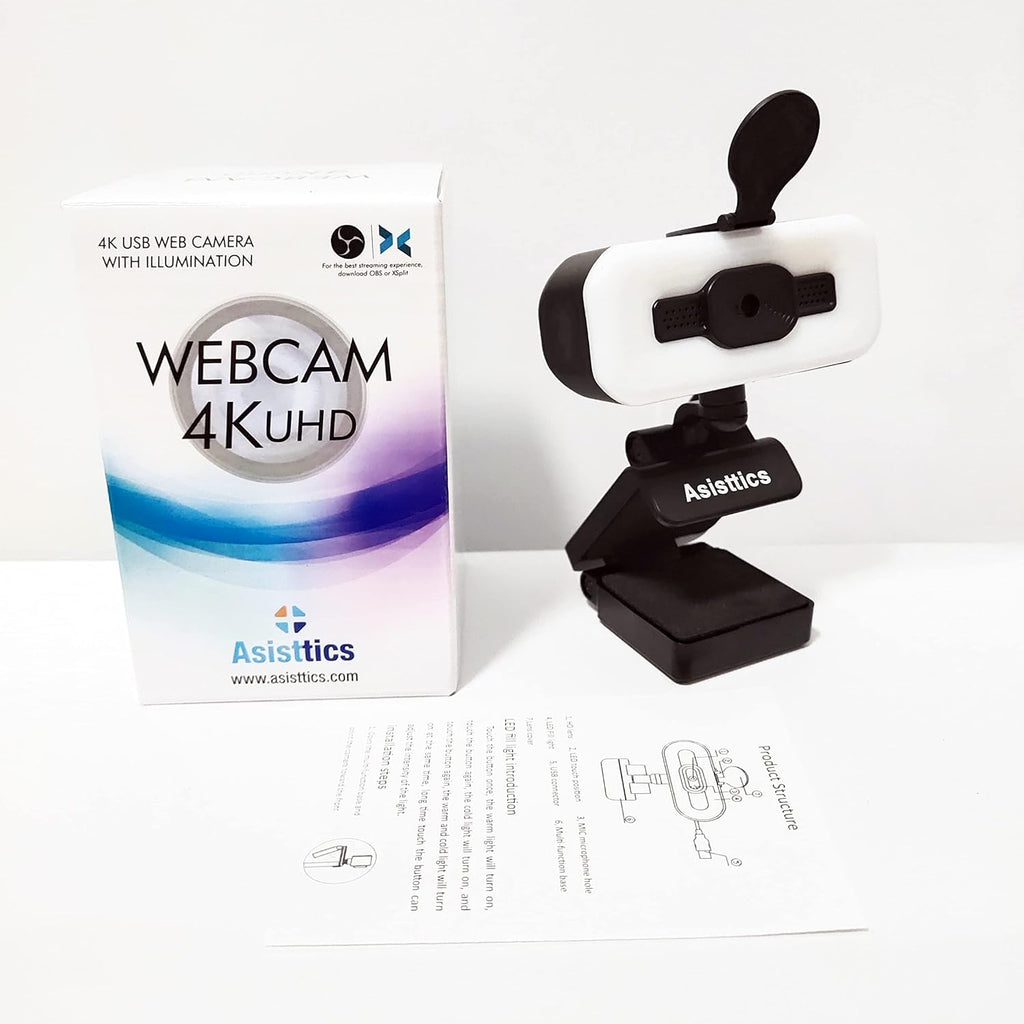 4K Webcam with Microphone and Ring Light D262404