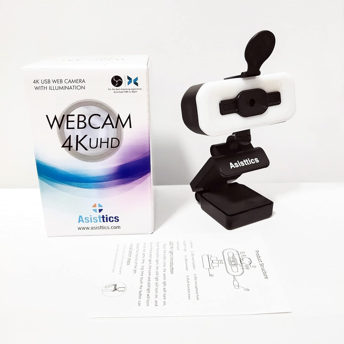 4K Webcam with Microphone and Ring Light D262404