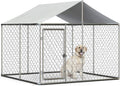 Silver 90"x90"x63" Outdoor Dog Kennel with Water-Resistant Cover M421