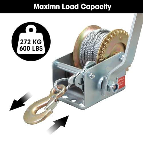 600lbs Capacity Manual Hand Crank Winch with 26.3FT Steel Cable K337633
