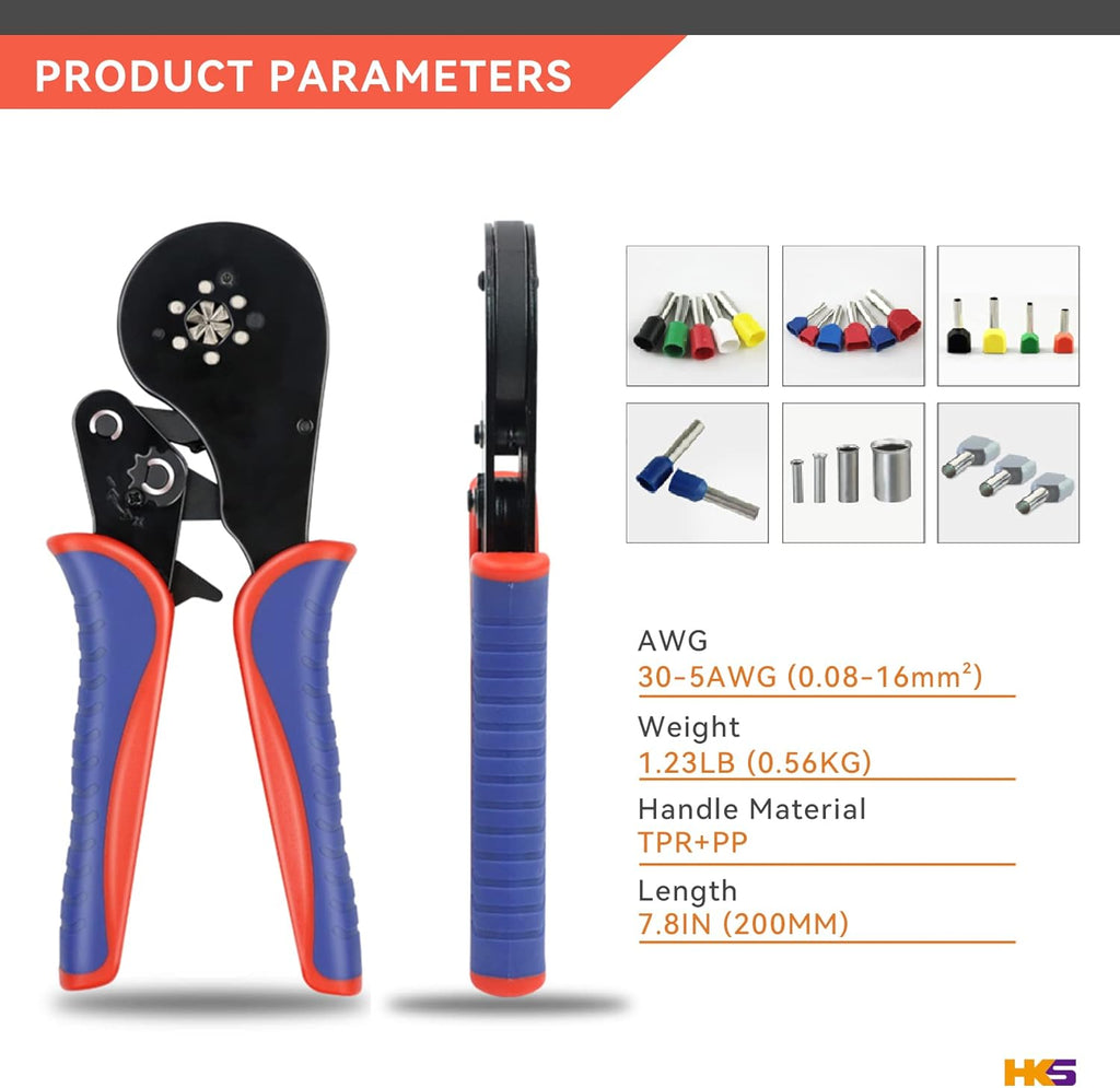 Ferrule Crimping Tool Kit with 1200PCS Terminals, 30-5 AWG, Pack of 2 E89650