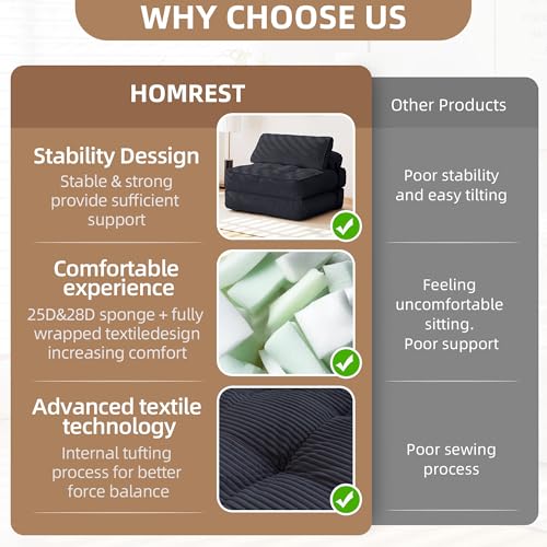 Folding Sofa Bed Convertible Sleeping Chair with Pillow Black U863979