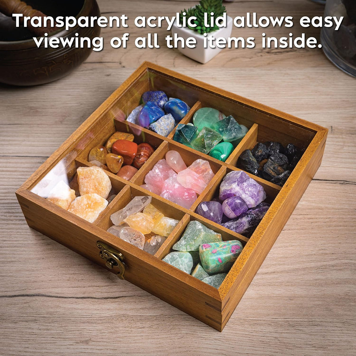 9 Grid Crystal Display Case with Acrylic Lid D185