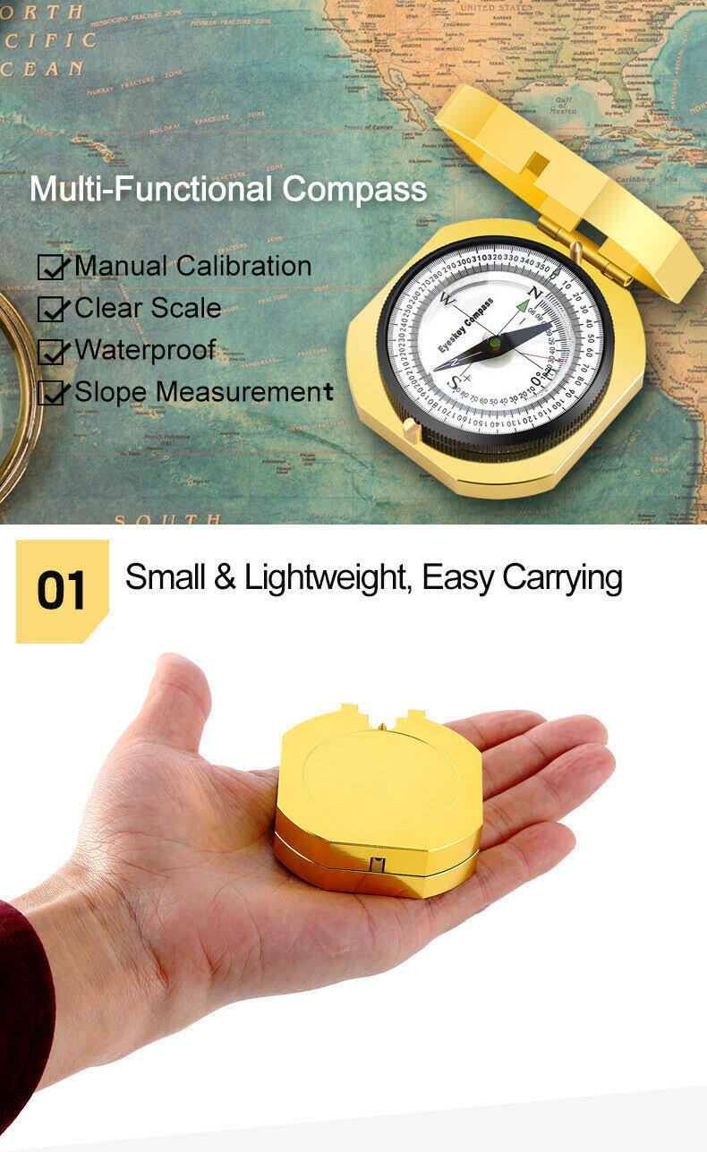 Golden Metal Pocket Compass H848643