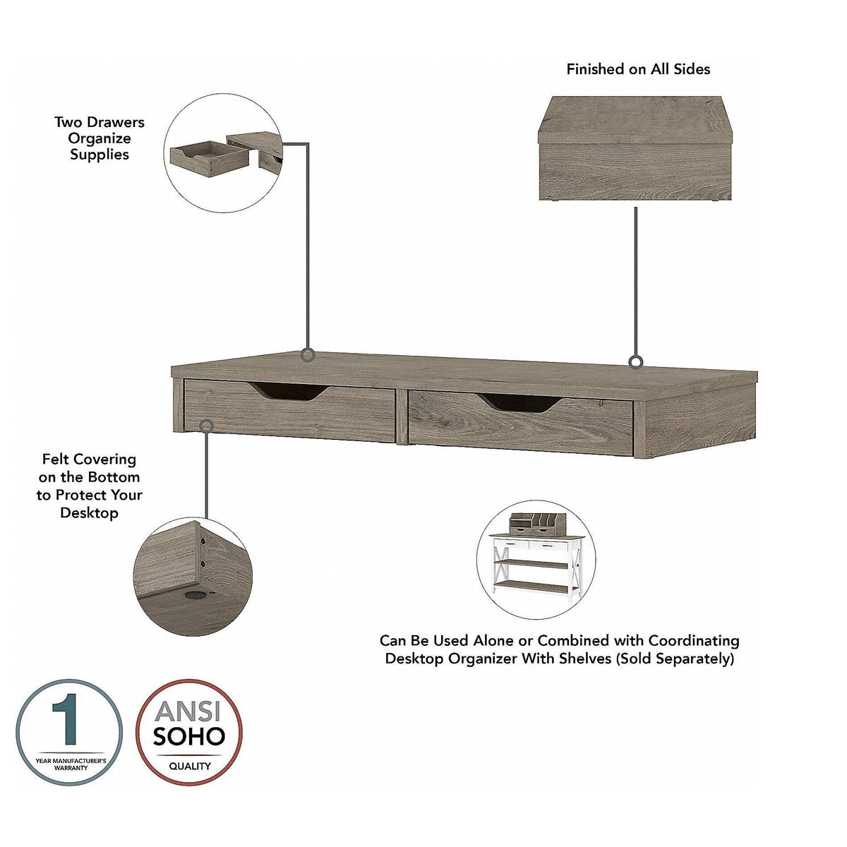 Gray L Shaped Desk with Desktop Organizers D16595